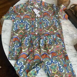 Me. Turk’s Colorful Paisley Men's Casual Button Down Shirt and matching shorts.